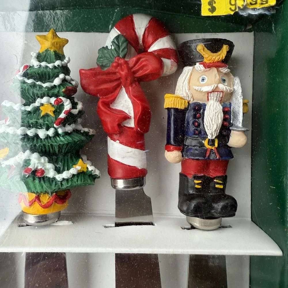 Vintage Christmas Spreaders Stainless Steel Blade Set Of 4 Boston Warehouse 1994